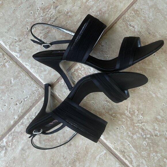 MIA BLACK MESH DRESS SHOE SANDALS HEELS W/RHINESTONE BUCKLE:PREOWNED BLACK 8 1/2 - Picture 12 of 15